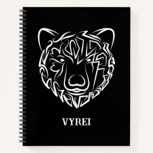 Black and White Tribal Bear Notebook