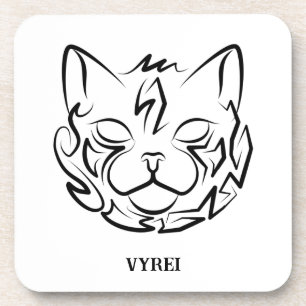 Black and White Tribal Bull / Ox Beverage Coaster