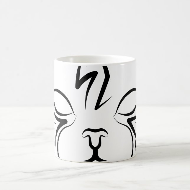 Black and White Tribal Cat Coffee Mug (Center)