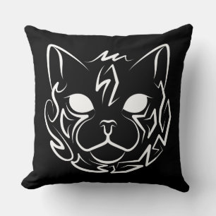 Black and White Tribal Cat Cushion