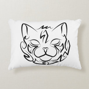Black and White Tribal Cat Decorative Cushion
