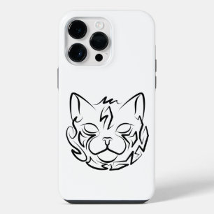 Black and White Tribal Cat iPhone 14 Pro Max Case