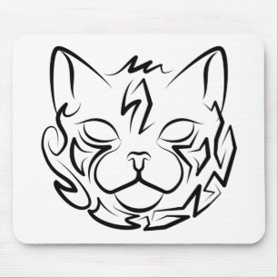 Black and White Tribal Cat Mouse Pad