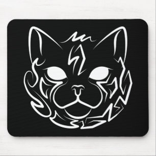 Black and White Tribal Cat Mouse Pad