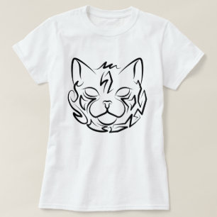 Black and White Tribal Cat T-Shirt