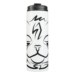 Black and White Tribal Cat Thermal Tumbler