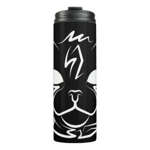 Black and White Tribal Cat Thermal Tumbler