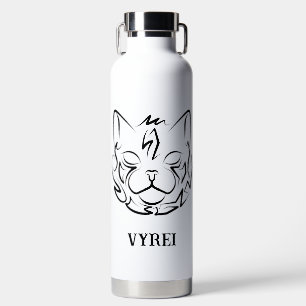 Black and White Tribal Cat Water Bottle