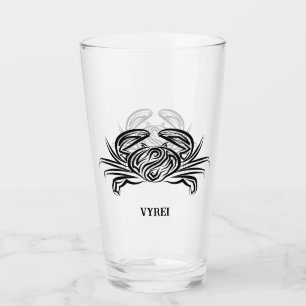 Black and White Tribal Crab Glass