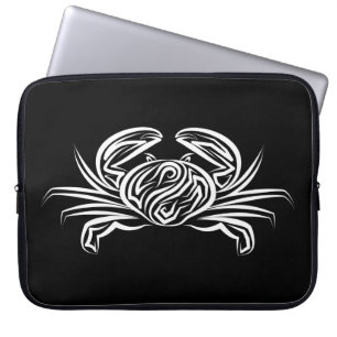 Black and White Tribal Crab Laptop Sleeve
