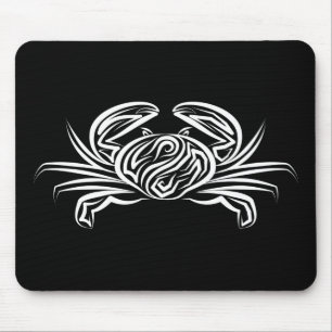 Black and White Tribal Crab Mouse Pad