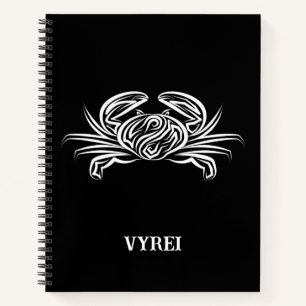 Black and White Tribal Crab Notebook
