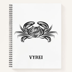 Black and White Tribal Crab Notebook