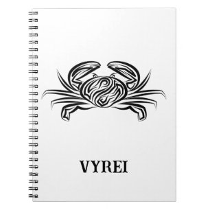 Black and White Tribal Crab Notebook