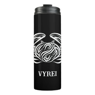 Black and White Tribal Crab Thermal Tumbler