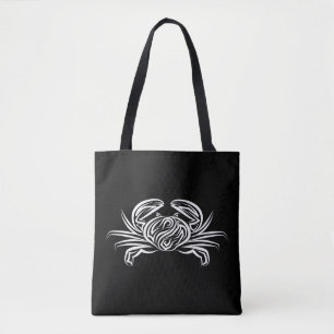 Black and White Tribal Crab Tote Bag