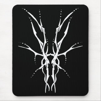 Black and White Tribal Deer Skull Hunting Design Mouse Pad