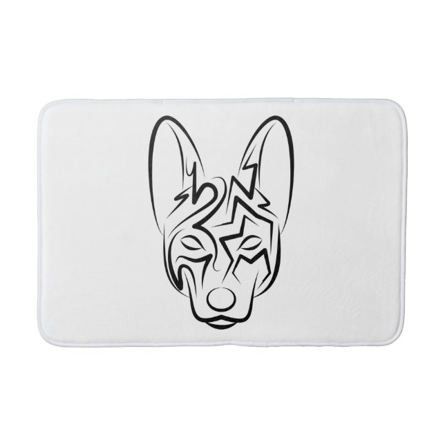 Black and White Tribal Dog Bath Mat (Front)