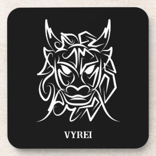 Black and White Tribal Dog Beverage Coaster