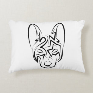 Black and White Tribal Dog Decorative Cushion