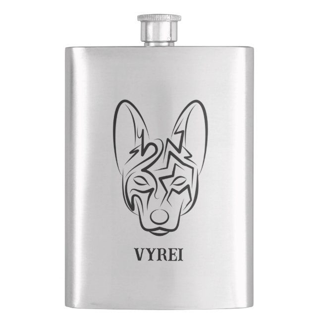 Black and White Tribal Dog Hip Flask (Front)