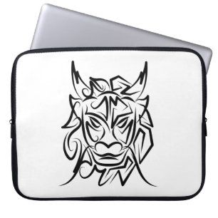 Black and White Tribal Dog Laptop Sleeve