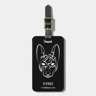 Black and White Tribal Dog Luggage Tag