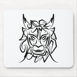 Black and White Tribal Dog Mouse Pad