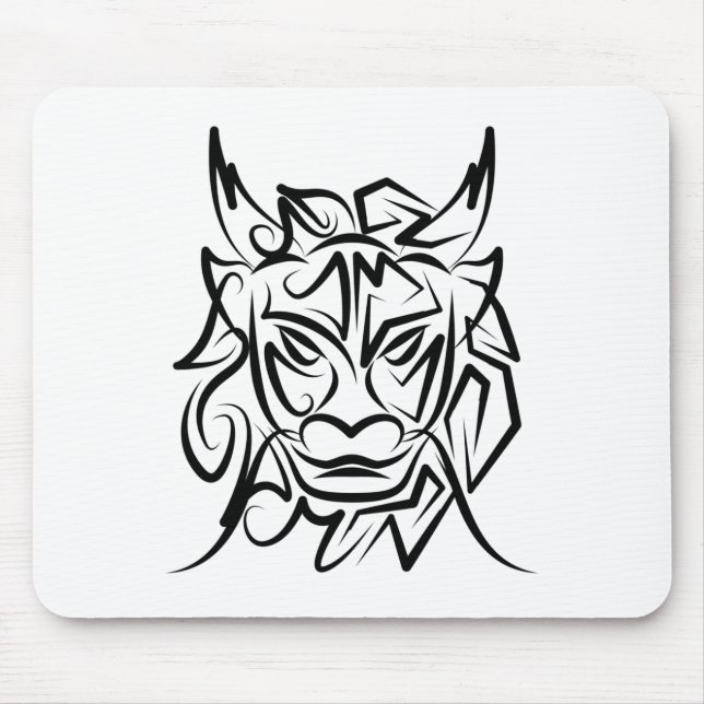Black and White Tribal Dog Mouse Pad (Front)