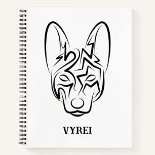 Black and White Tribal Dog Notebook