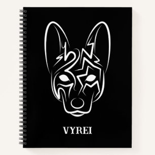 Black and White Tribal Dog Notebook