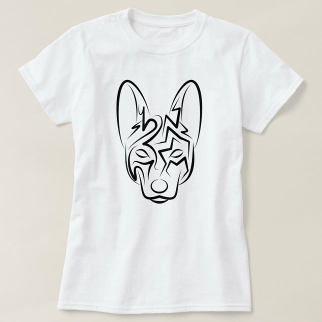 Black and White Tribal Dog T-Shirt (Design Front)