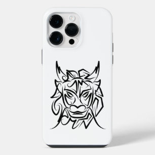 Black and White Tribal Dragon iPhone 14 Pro Max Case