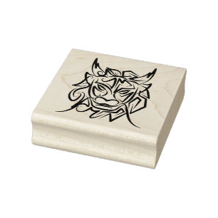 Black and White Tribal Dragon Rubber Stamp
