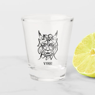 Black and White Tribal Dragon Shot Glass