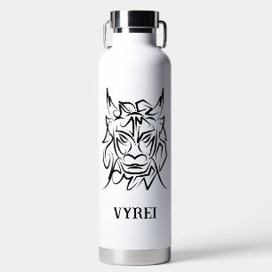 Black and White Tribal Dragon Water Bottle