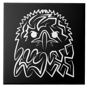 Black and White Tribal Eagle Ceramic Tile