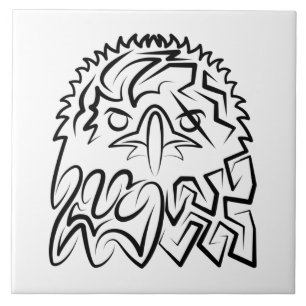 Black and White Tribal Eagle Ceramic Tile