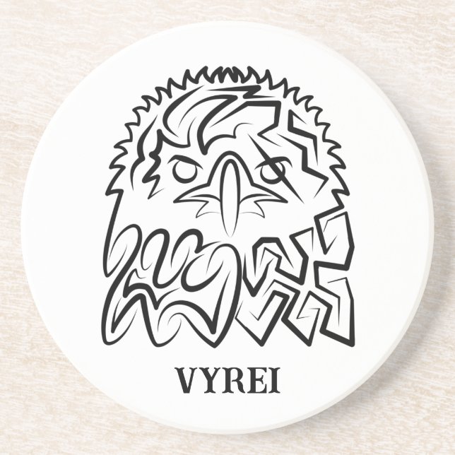 Black and White Tribal Eagle Coaster (Front)
