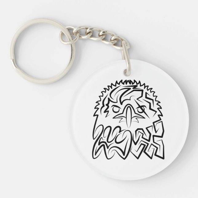 Black and White Tribal Eagle Key Ring (Front)