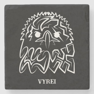 Black and White Tribal Eagle Stone Coaster
