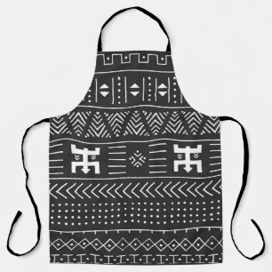 Black and white tribal ethnic pattern with geometr apron