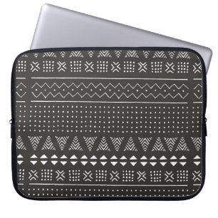 Black and white tribal ethnic pattern with geometr laptop sleeve
