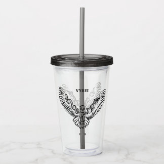 Black and White Tribal Flying Owl Acrylic Tumbler