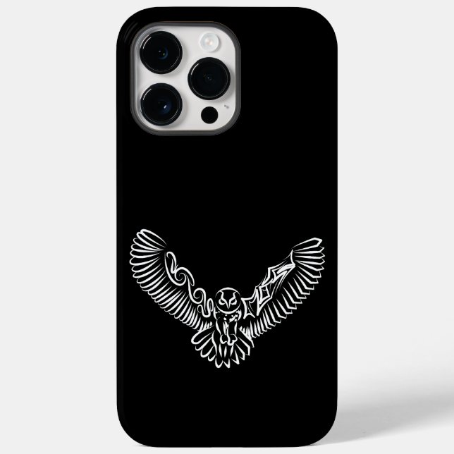 Black and White Tribal Flying Owl Case-Mate iPhone Case (Back)