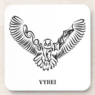 Black and White Tribal Flying Owl Coaster