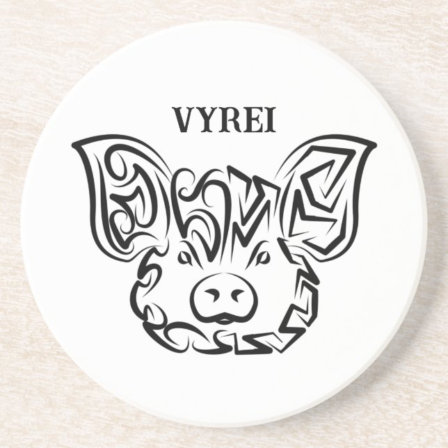 Black and White Tribal Flying Owl Coaster (Front)