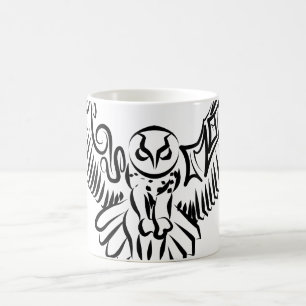 Black and White Tribal Flying Owl Coffee Mug