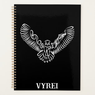 Black and White Tribal Flying Owl Planner