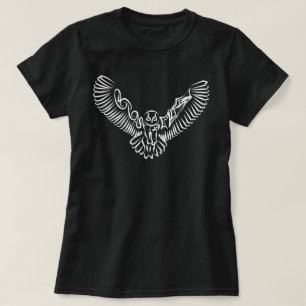 Black and White Tribal Flying Owl T-Shirt